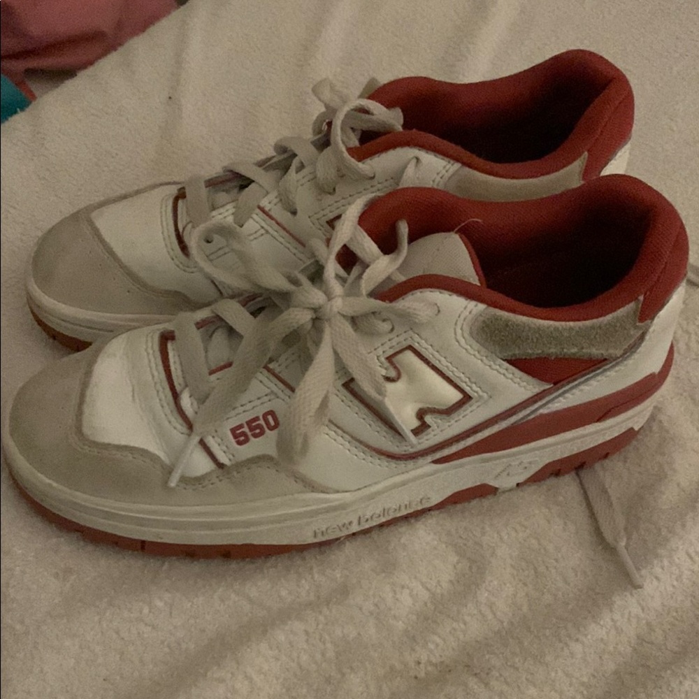 New Balance 550 White and Red Sneakers